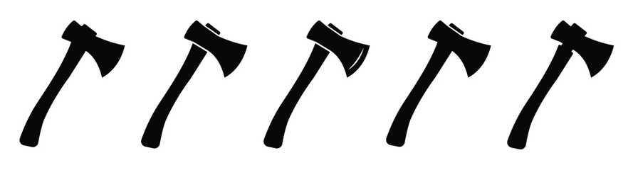 Axe Silhouette Vector Set – Crossed Axes, Stump Scene  Minimal Icon Design, vector illustration.