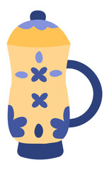 Traditional portuguese ceramic jug with colorful floral decorations, typical of the Algarve region, representing local craftsmanship and cultural heritage, perfect for serving beverages