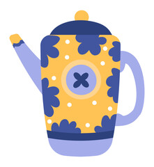 Colorful vintage coffee pot featuring charming floral decorations and playful polka dots, enhancing the nostalgic ambiance of any kitchen or dining space with its retro appeal