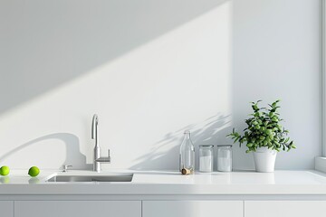 high resolution picture of White countertops in white kitchen