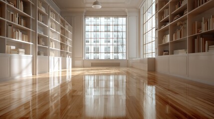 Obraz premium Elegant Zoom Background Of A Modern Library Interior