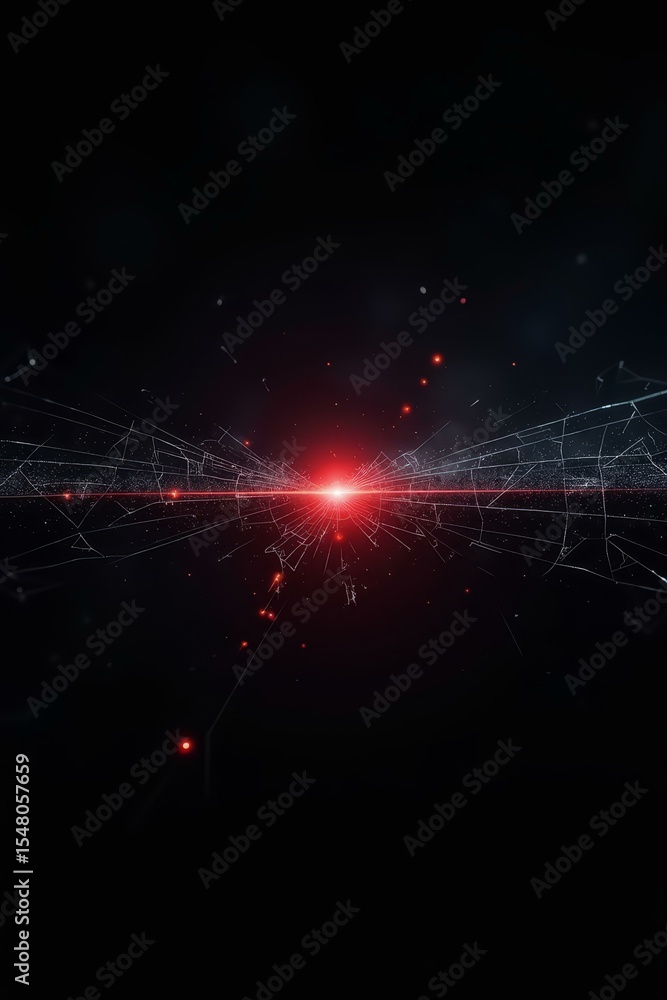 Poster red hotspot in broken grid lines – modern concept design for cybersecurity themes.