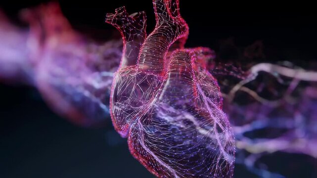 Medical visualization revealing chaotic electrical network disrupting heart's normal rhythm during ventricular fibrillation, signaling potential cardiac arrest risk