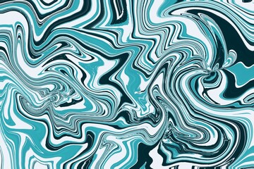 abstract marbled swirl pattern with dominant color composition of greenish blue, black and white