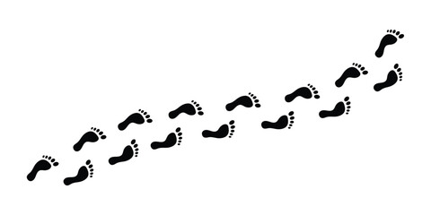 Footprint Silhouette Icon Set – Human Steps, Barefoot, and Shoe Prints Collection, Vector illustration.