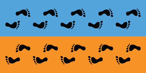 Footprint Silhouette Icon Set – Human Steps, Barefoot, and Shoe Prints Collection, Vector illustration.