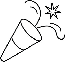 party popper icon line art vector illustration on transparent background
