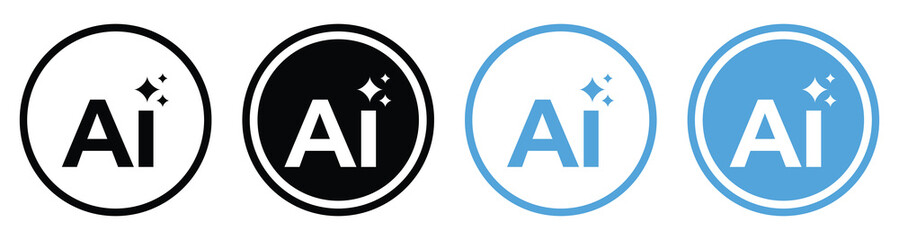 Generative AI Icon Set – Chatbot, Prompt Toggle, Command Symbols and Magic Stars,