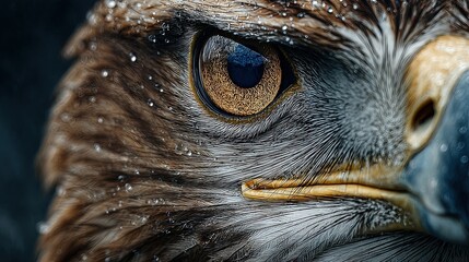 Close-Up View of Majestic Eagle with Detailed Feather Texture