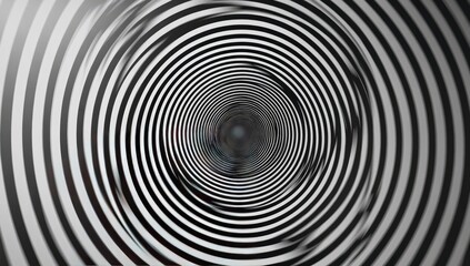 Abstract black and white concentric circles creating a swirling optical illusion