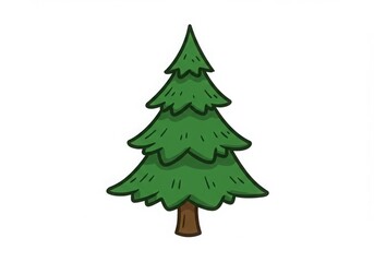Fototapeta premium Cartoon illustration of a green pine tree