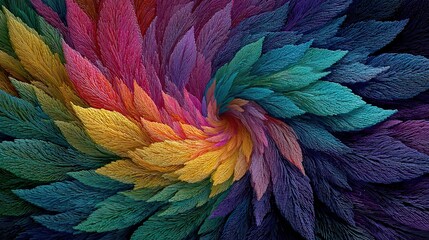 Vibrant Swirling Leaves in Colorful Abstract Nature Pattern