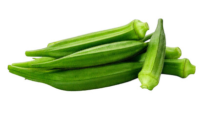 Fototapeta premium Fresh green okra vegetables isolated on a white background png ai