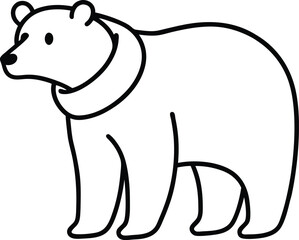 polar bear in scarf icon line art vector illustration on transparent background