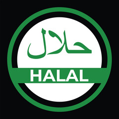 Halal Food Certified Icon Set – Circular Labels, Certification Logos & Vector Badges, of vector illustration.