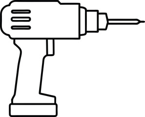 power drill icon line art vector illustration on transparent background