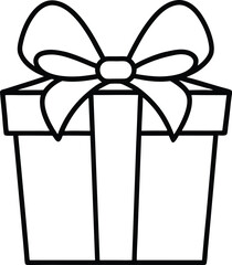 present with bow  icon line art vector illustration on transparent background