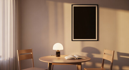 Cozy Interior Sunlight Book Lamp Reading Scene