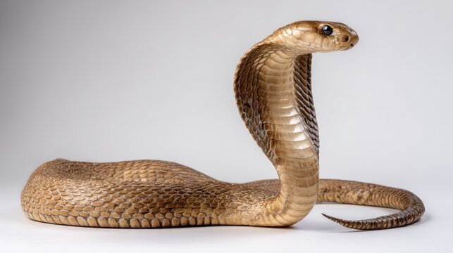 A cobra in profile, against a plain background