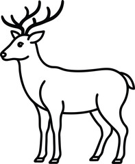 reindeer icon line art vector illustration on transparent background