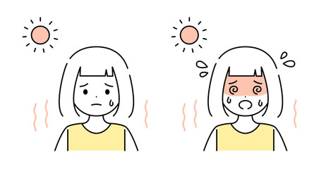 熱中症 女の子 女児 夏 イラスト素材 ベクター