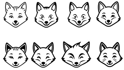 Fototapeta premium キツネの表情アイコン｜Fox Facial Expression Icons