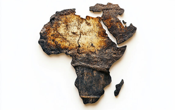 A graphic of the African continent with raised fists, symbolizing unity and strength in the fight for justice. Generative AI.
