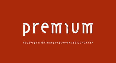 Font alphabet made nouveau style, lowercase white letters from A to Z and numbers from 0 to 9, vector illustration 10EPS.