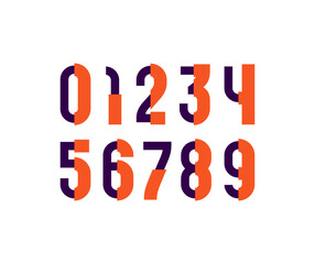 Numbers set, playful numerals 0 to 9 made in art style, vector illustration 10EPS