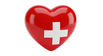 Isolated Red Heart with Swiss Cross
