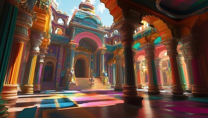 Fototapeta premium Concept art of a Hindu temple in India, concept