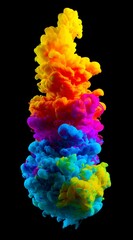 Fototapeta premium Vibrant color swirl forms a captivating abstract cloud display in dark background