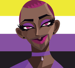 non binary beautiful model with proud flag