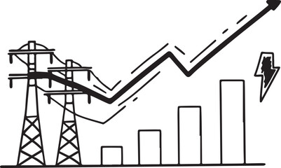 Financial business graph and chart with an arrow pointing up on a white background signifies market growth and profit success
