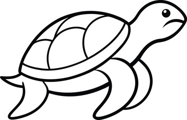 sea turtle icon line art vector illustration on transparent background