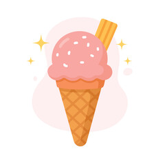 Colorful Ice Cream Flat Vector Illustration