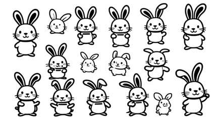 かわいいウサギキャラクターセット｜Cute Bunny Character Set