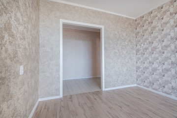 empty room without furniture in interior of entrance hall of modern apartments, office or clinic