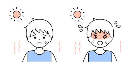 熱中症 男の子 男児 夏 イラスト素材 ベクター