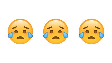 Three Sad Crying Emojis Expressing Sorrow and Despair