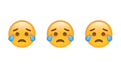 Three Sad Crying Emojis Expressing Sorrow and Despair