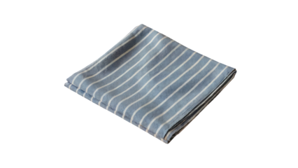 Elegant blue striped linen napkin textile kitchen fabric folded design detail, transparent background