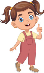 Cute and cheerful little girl cartoon