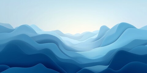 Abstract blue waves create a soothing atmosphere in a serene landscape