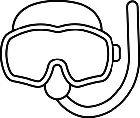 snorkel mask icon line art vector illustration on transparent background
