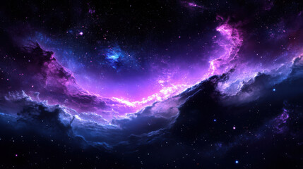 Obraz premium Vibrant cosmic nebula with gas and dust clouds creating a colorful spiral in deep space. Astrological science concept.