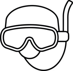 snorkel mask icon line art vector illustration on transparent background
