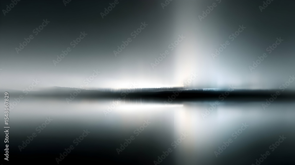 Poster abstract grayscale landscape reflection with atmospheric lighting and soft focus