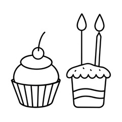 birthday cake cupcake celebration party vector art