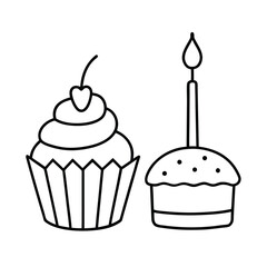 birthday cake cupcake celebration party vector art